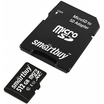  Карта памяти Smart Buy SB512GBSDCL10-01 MicroSDXC 512GB Class10 UHS-1+ SD адаптер 