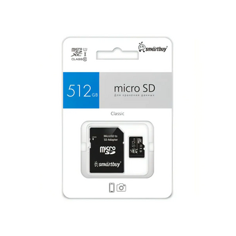  Карта памяти Smart Buy SB512GBSDCL10-01 MicroSDXC 512GB Class10 UHS-1+ SD адаптер 