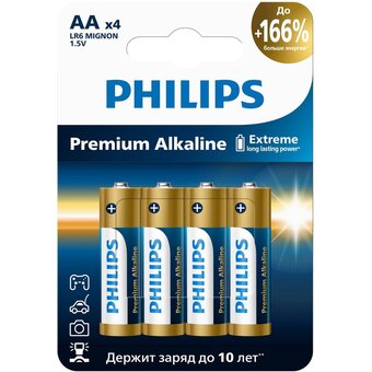 Батарейка PHILIPS LR6M4W/51 АА 1,5v LR6 4BL Premium Б0069085 