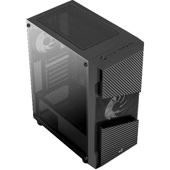  Корпус AeroCool Menace Saturn RGB (4710562754186) черный, ATX, без БП, с окном, 2*USB 3.0, audio 