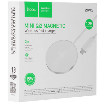  Беспроводное ЗУ HOCO CW63 Pro Fast Qi2.2 magnetic wireless fast charger белый 