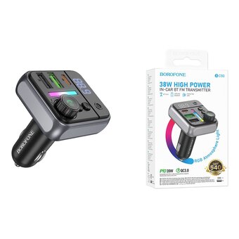 FM-трансмиттер BOROFONE BC50 Ascenso PD20W+QC3.0 car BT FM transmitter Black 