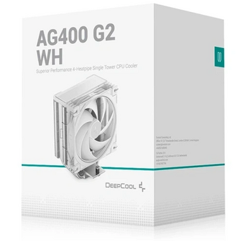  Кулер DEEPCOOL AG400 G2 WH LGA1851/1700/AM5/AM4 (TDP 230W, PWM, Fan 120mm, 4 тепл. трубки, белый) Ret 