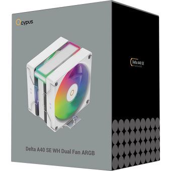  Кулер Ocypus Delta A40 SE WH Dual Fan ARGB, 2x120mm ARGB Fan, Top ARGB Panel, 4 Heat Pipes, 4-Pin PWM, 800-1800 RPM, 31DBA 