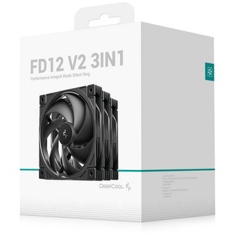  Вентилятор DEEPCOOL FD12 V2 3in1 120x120x25мм (PWM, черный, 500-2500об/мин) Color Box 