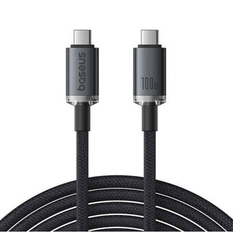  Кабель BASEUS P10318204111-00 Crystal Shine USB3.2 Full Featured Fast Charging Data Cable USB-C to USB-C 100W 1.5m 20GB Cluster Black 