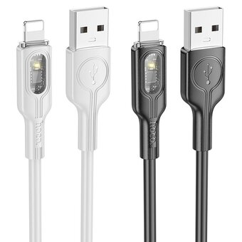  Кабель HOCO U120 Transparent Explore USB-8pin 1.2м, 2.4A чёрный 