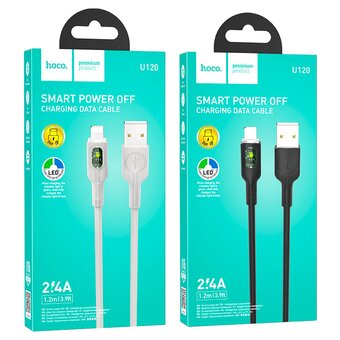  Кабель HOCO U120 Transparent Explore USB-8pin 1.2м, 2.4A чёрный 