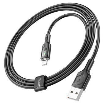  Кабель HOCO U120 Transparent Explore USB-8pin 1.2м, 2.4A чёрный 