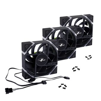  Вентилятор Eurocase EU-FN120ARGB_12 BL YH1225 Black,120 ARGB fan 3pin+AURA 5V3pin female and male connector with brown box,3pcs 