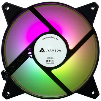  Кулер Lyambda LAC-01 (чёрный, ARGB, 1100 RPM, 20.3 dBA, 36.54 CFM, 4-Pin/5v ARGB) 