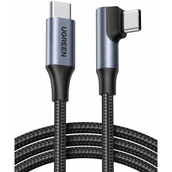  Кабель угловой UGREEN L536 (85225) USB-C Male To Angled 90° USB-C Male Charging Data Cable 1м серый космос 