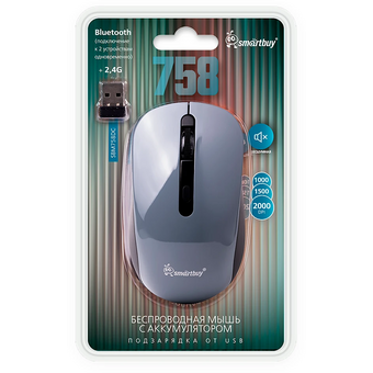  Мышь беспроводная Smartbuy SBM758DC серый космик 