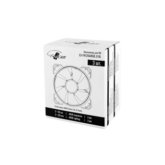  Вентилятор Eurocase EU-FN120ARGB_8+12 BL YF120-5 Black,120 ARGB fan 3pin+AURA 5V3pin female and male connector with brown box,3pcs 