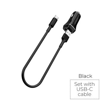  АЗУ Borofone BZ2 5V/2,1A 2USB joyroad dual port + Type-C cable, black 