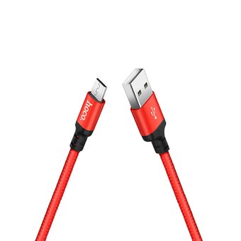  Дата-кабель HOCO X14 micro 2м (чёрно-красный) 