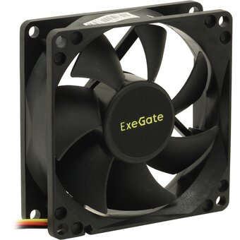  Вентилятор ExeGate 24В DC EX08025S3P-24 (EX297083RUS) (80x80x25 мм, Sleeve bearing (подшипник скольжения), 3pin, 2850RMP, 28dBA) 