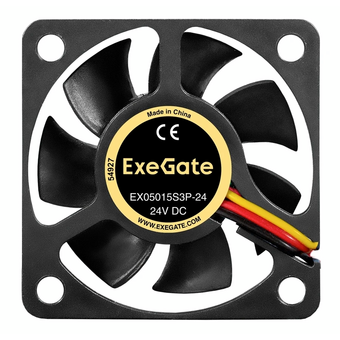  Вентилятор ExeGate 24В DC EX05015S3P-24 (EX297071RUS) (50x50x15 мм, Sleeve bearing (подшипник скольжения), 3pin, 7000RMP, 36,8dBA) 