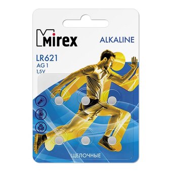  Батарейка Mirex AG1-LR621-6BL Alkaline (23702-LR621-E6) 
