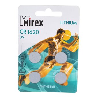  Батарейка Mirex CR1620-4BL Lithium (23702-CR1620-E4) 