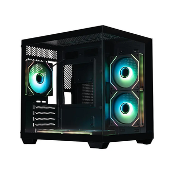  Корпус XASTRA QW400M 5ARGB-C6-AC Black (QW400M-5FM12A-C6-AC) mATX/Aquarium/Screewless/5x120mm ARGB PWM FM fans/Argb+PWM HUB 6port 