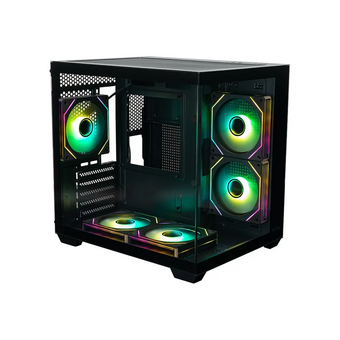  Корпус XASTRA QW400M 5ARGB-C6-AC Black (QW400M-5FM12A-C6-AC) mATX/Aquarium/Screewless/5x120mm ARGB PWM FM fans/Argb+PWM HUB 6port 
