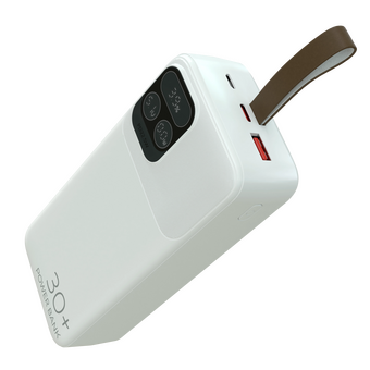  Внешний аккумулятор More Choice PB55-30 30000mAh 1USB+1Type-C+1micro-USB 3.0A PD22.5W с кабелями White 