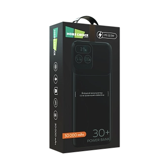  Внешний аккумулятор More Choice PB55-30 30000mAh 1USB+1Type-C+1micro-USB 3.0A PD22.5W с кабелями Black 