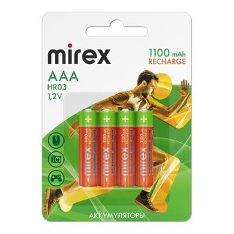  Аккумулятор Mirex Ni-MH HR03/AAA 1100mAh 1,2V (23702-HR03-11-E4) 4 шт 