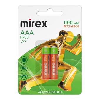  Аккумулятор Mirex Ni-MH HR03/AAA 1100mAh 1,2V (23702-HR03-11-E2) 2 шт 