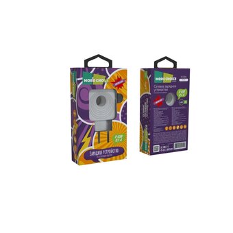  СЗУ More choice NC48m 2USB 2.1A со встроенным кабелем кабелем micro USB и подсветкой White 