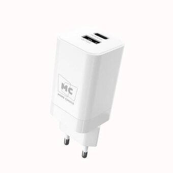  СЗУ More choice NC85 1USB+1Type-C 3.0A PD20W+QC3.0 быстрая зарядка White 