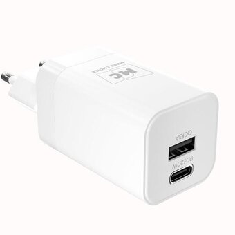  СЗУ More choice NC85 1USB+1Type-C 3.0A PD20W+QC3.0 быстрая зарядка White 