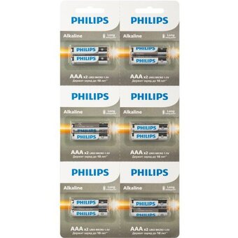  Батарейка AAA Philips LR03-2*6BL (Б0064646) 