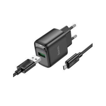  Зарядное устройство HOCO C140A 1USB 18Вт, QC3.0, FCP, AFC, кабель USB - микро USB, 1.0м чёрный 