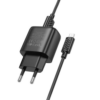  Зарядное устройство HOCO C140A 1USB 18Вт, QC3.0, FCP, AFC, кабель USB - микро USB, 1.0м чёрный 