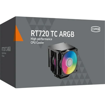 Кулер PcCooler RT720 TC ARGB BK Black (270W, 4-pin PWM, 157.5mm, Al/Cu, 7x6mm, 2x120mm, 73.32CFM, 34.9dBA, 2200RPM) 