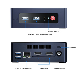  Мини ПК Beelink Mini S (BL/MINI S/N5095/8G/256G/Navy Blue) Intel Celeron N5095 Processor, 4C/4T, Intel UHD Graphics, 8GB DDR4 RAM  256GB SSD 