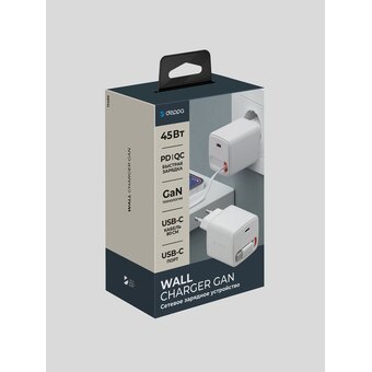  СЗУ Deppa 11485 2хUSB-C, PD 3.0, QC 4.0+, 45W, GaN белый 
