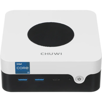  Неттоп Chuwi LarkBox X (2146778) i3 1220P (1.5) 8Gb SSD256Gb UHDG Windows 11 Pro 2xGbitEth WiFi BT 65W черный/белый 
