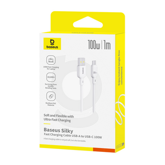  Кабель Baseus P10377703213-00 USB-Type-C Silky Series 100W 1м белый 