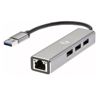  Переходник VCOM DH312A USB 3.0-RJ-45 1000Mbps+3 USB 3.0, Aluminum Shell, 0.2м 
