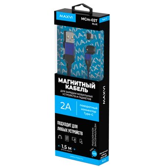  Кабель Maxvi MCm-02T blue USB-A-Type-C, 2A 
