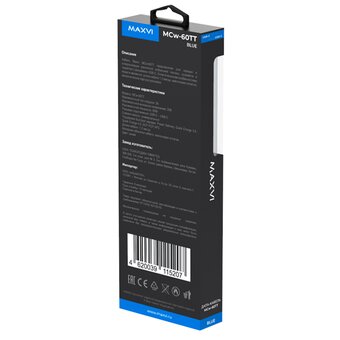  Кабель Maxvi MCw-60TT blue USB-C-USB-C, 3A 