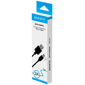  Кабель Maxvi MC-01L black USB-A-microUSB, 2A 