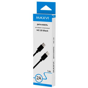  Кабель Maxvi MC-20 black Type-C-Type-C, 2A 