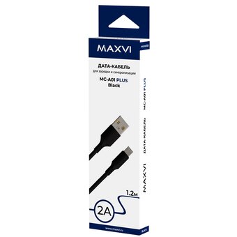  Кабель Maxvi MC-A01 plus black USB-A-microUSB, 2A 