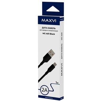  Кабель Maxvi MC-A01 black USB-A-microUSB 