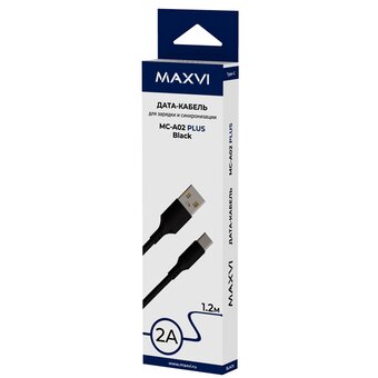  Кабель Maxvi MC-A02 plus black USB-A-Type-C, 2A 