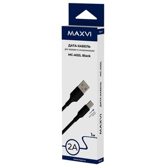  Кабель Maxvi MC-A02L black USB-A-Type-C, 2А 